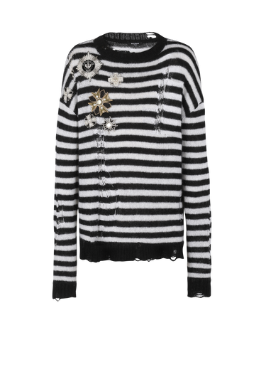 Unisex - Ripped knit nautical sweater with brooches
